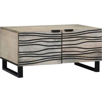 vidaXL Coffee Table White, Black 80 x 50 x 40 cm Solid mango wood Vidaxl