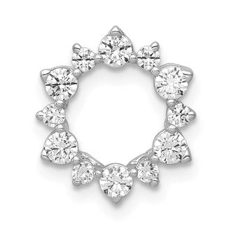 Diamond2Deal 14K White Gold Lab Grown Diamond Fancy Circle Chain Slide Pendant (0.51ct, VS, G-H)