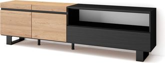 Skraut Home Skraut Home - Mueble Tv, Televisi&oacute;n, Muebles De Sal&oacute;n, Almacenaje, 200x57x35cm, Para Tv Hasta 80, Dise&ntilde;o Industrial, Estilo Moderno, Roble Y Negro