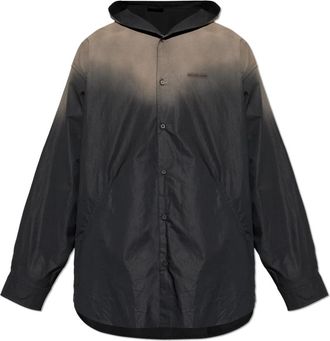 Balenciaga Hooded Oversized Shirt - Heren - Casual Overhemden - Zwart - S - Katoen - Overhemden
