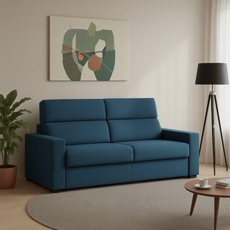 Dmora Sof&aacute; Fijo 2 Plazas Vialfre, Desenfundable, Repelente Al Agua Made In Italy, Lavable, 180x95x100h Cm Azul