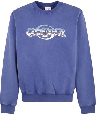 Casablanca Graphic Print Crewneck Sweatshirt - Heren - Sweatshirts - Blauw - S - Katoen - Hoodies & sweatvesten