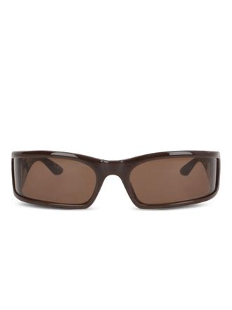 Balenciaga BB-logo rectangle sunglasses - unisex - Acetate - One Size - Brown