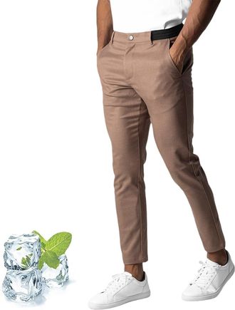 Generic Bizgent Active Chinos, Foueo Active Chino Pants Men, Mens Chinos Slim Fit Stretch Skinny Tapered Dress Pant (Camel,XL)