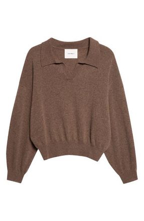 Lisa Yang Katriel Cashmere Polo Sweater in Dark Truffle at Nordstrom, Size 1