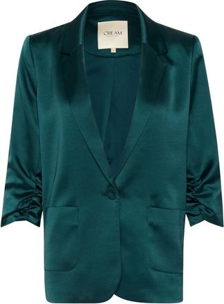 Cream Jassen, Dames, Groen, 2Xl, Satijn, Donkergroene Satijnen Crocamia Blazer