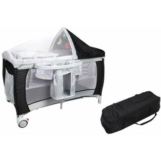 Costway Lettino da Viaggio Pieghevole per Bambino Culla per Neonato con Zanzariera, Vari Colori Disponibili (Nero)