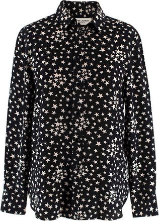 Saint Laurent Black and White Star Blouse Size XS
