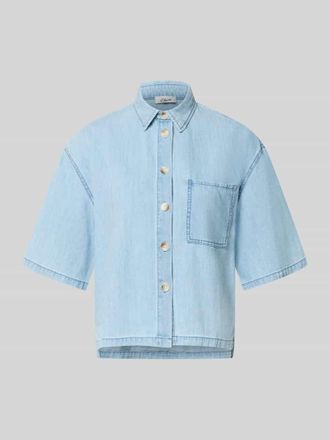 s.Oliver Red Label Relaxed Fit Kurzarmbluse aus reiner Baumowolle in Hellblau, Gr&ouml;&szlig;e 34