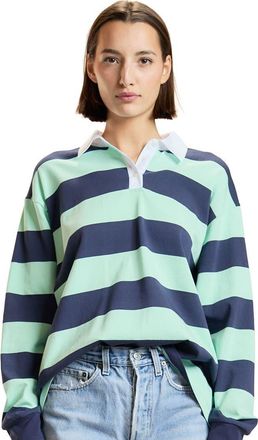 Cynthia Rowley Striped Cotton Rugby Shirt in Navy at Nordstrom, Size X-Small