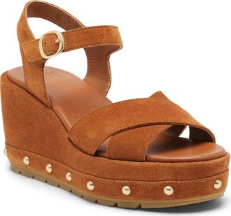 Sorel Sunpeak Ankle Strap Platform Wedge Sandal in Iced Tea/Gum at Nordstrom, Size 10.5