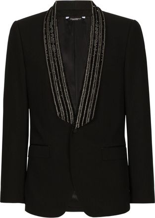 Dolce & Gabbana sequin-embellished single-breasted blazer - men - Virgin Wool/Silk/Polyester/Elastane - 52 - Black