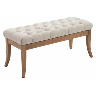 Clp Panca design ramses in legno chiaro antico tessuto crema 100 cm