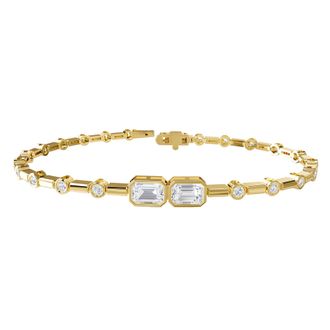 Diamond2Deal 18k Vermeil Plated Silver 2.25 ct Radiant Cut Lab Grown Diamond Bangle Bracelet 7