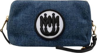 Miu Miu Pre-owned Embroidered Logo Pouch - Dames - Vintage Schoudertas - Blauw - ONE Size - Vintage