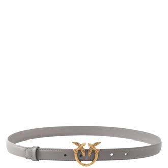 Pinko Belts, female, Gray, Size: XS Love Birds Leather Belt Taupe