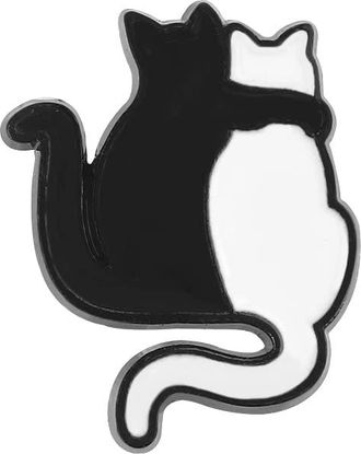 Generic Cute Animal Cats Brooch Cartoon Black and White Cat Enamel Pins Denim Backpack Lapel Pin Jewelry Gifts for Couple Friends
