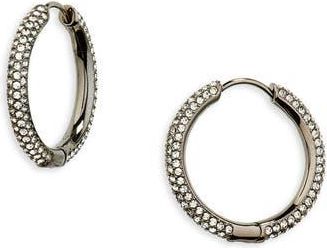 Nadri Small Cubic Zirconia Hoop Earrings in Black/Clear at Nordstrom Rack