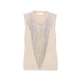 Sportmax Sportmax, Sleeveless Tops, female, Beige, Size: M Crine Top