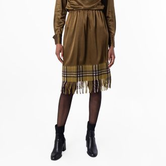 Burberry Satin and Check Scarf Skirt, Brand Size 8 ( US Size 6 )