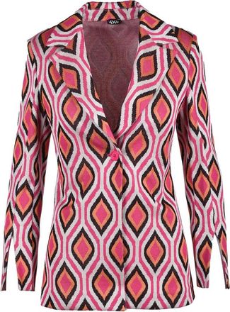 Lvl Level Vibes Level Orange Geometric Viscose-Blend Jacket