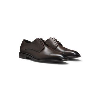 BOSS Italian-made Derby shoes in leather with cap toe