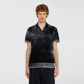 Diesel Knit polo shirt with faded reverse print - T-Shirts - Man - Black