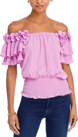 Ramy Brook Braelynn Ruffle Top In Pink Orchid