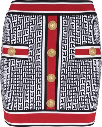 Balmain Gebreide rok met knopen - Dames - Korte rokken - Veelkleurig - M - Polyester - Rokken