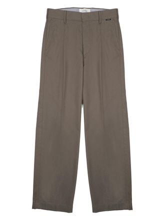 Closed Straight-Leg Cotton Pants With Mid-Rise Waist And Belt Loops