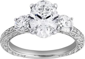 LuvMyJewelry Caldria 14K Gold 2.65 Ct Oval Lab Grown Diamond Engagement Ring in 14K White Gold at Nordstrom, Size 7