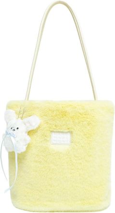 Generic Winter cute faux plush bag womens hand-held large-capacity shoulder bucket bag(yellow)