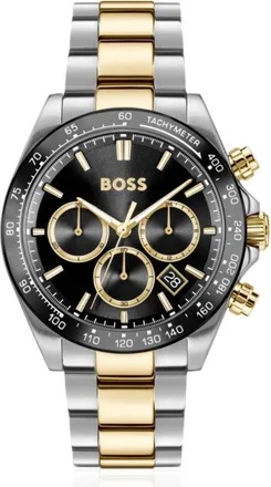 BOSS HERO 2.0 Black-dial chronograph watch with two-tone bracelet