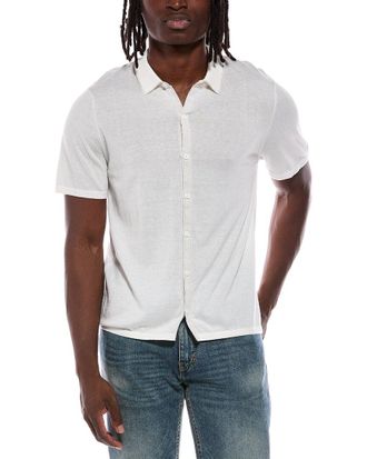 Autumn Cashmere Button Down Contrast Linking Cashmere-Blend Shirt