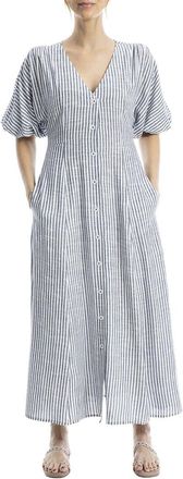 Max Studio Puff Sleeve V-Neck Maxi Dress