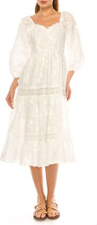 A Collective Story Floral Embroidered Midi Dress in Bright White at Nordstrom, Size X-Large