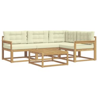 vidaXL Conjunto De Sof&aacute;s De Exterior 5 Pcs Blanco Y Crema Vidaxl