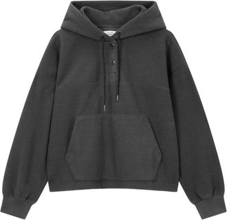 STUDIO TOMBOY fleece button-placket hoodie - Grey