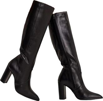 Generic Womens Pointed Toe Side Zipper Knight Long Boots Elegant Thick Heel Knee-High Boots