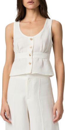 Paige Caine Linen Blend Button-Up Tank in White at Nordstrom, Size 14