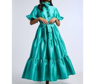 Mille Victoria Dress In Atlantic Taffeta