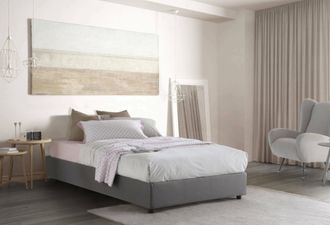 Talamo Italia Talamo Italia - Cama De Plaza Y Media Nicole, Cama Contenedor Con Revestimiento De Tela, 100% Made In Italy, Apertura Frontal, Adecuado Para Colch&oacute;n C
