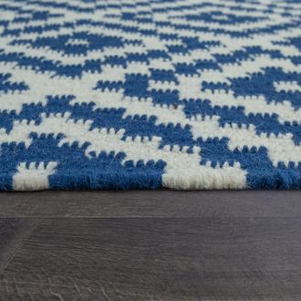 Paco Home Paco Home - Alfombra Tejida A Mano De Moda Con Flecos Dise&ntilde;o Marroqu&iacute; Moderno En Azul Blanco 240x340 Cm