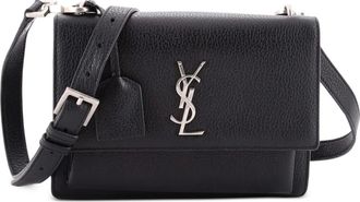 Saint Laurent Sunset Satchel leren medium crossbodytas - Zwart