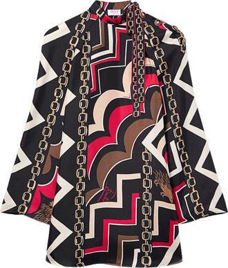 Pucci Abito corto in seta con stampa Istrice - Nero