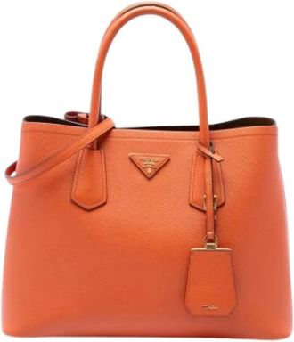 Prada Pre-owned Vintage Satchel - Dames - Vintage Shopper - Oranje - ONE Size - Leer - Vintage