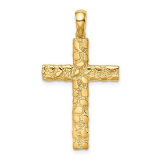 Diamond2Deal 10k Yellow Gold Nugget Cross Pendant