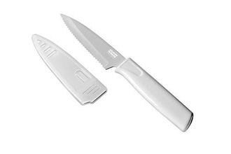 Kuhn Rikon Colori Non-Stick Serrated Paring Knife with Safety Sheath, 4 inch in White at Nordstrom