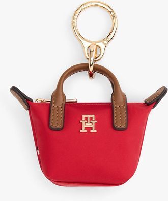 Tommy Hilfiger Womens Monogram Coin Purse Bag Charm - Red