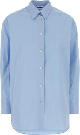 Jil Sander Oversized Poplin Shirt - Dames - Overhemden - Blauw - L - Katoen - Overhemden